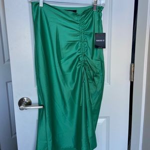 midi satin skirt with slit